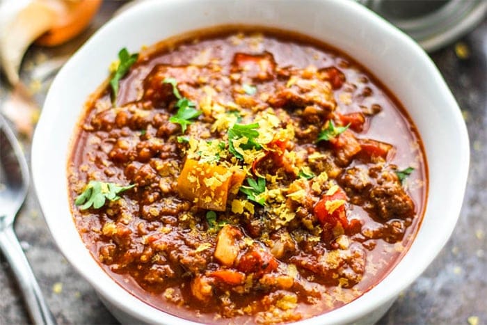 Paleo Freezer Cauliflower Chili 