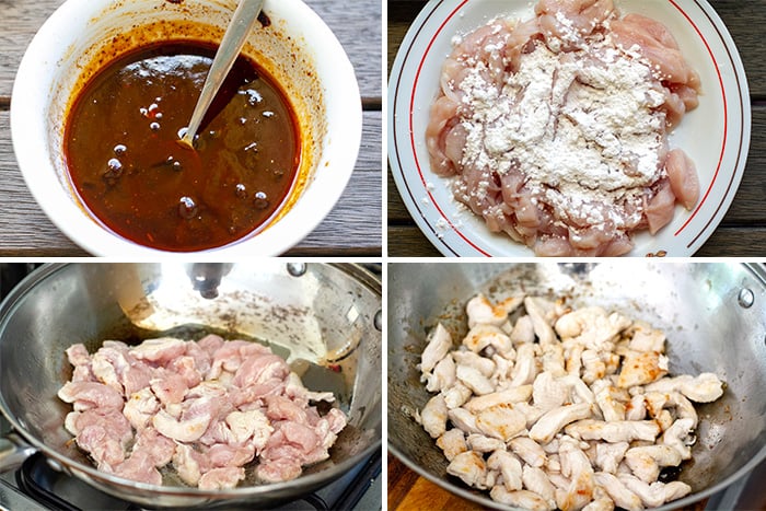 Preparing Mongolian chicken and paleo sauce