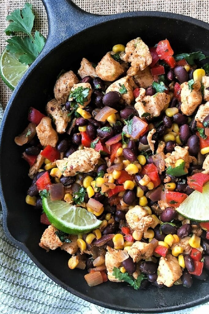 Chicken and Black Bean Burrito Skillet
