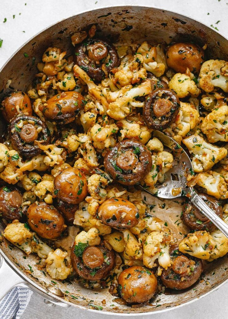 Garlic Mushrooms Cauliflower Skillet