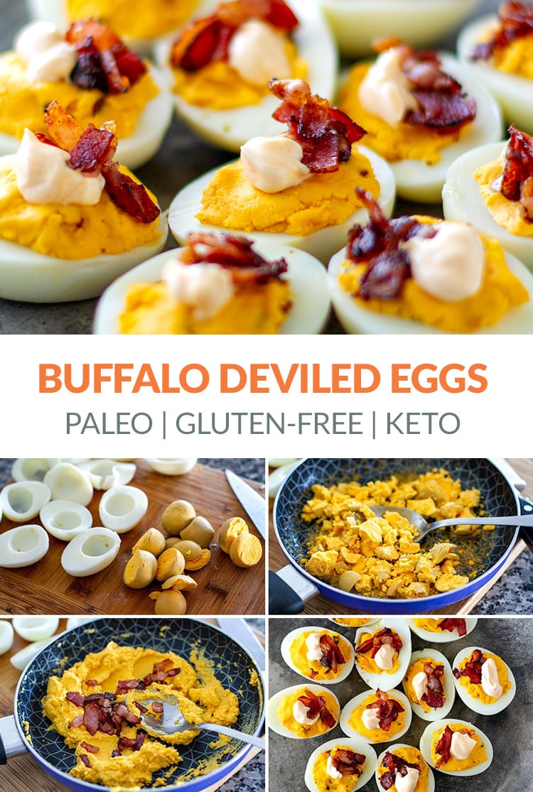 Deviled Eggs With Crispy Bacon & Buffalo Sauce