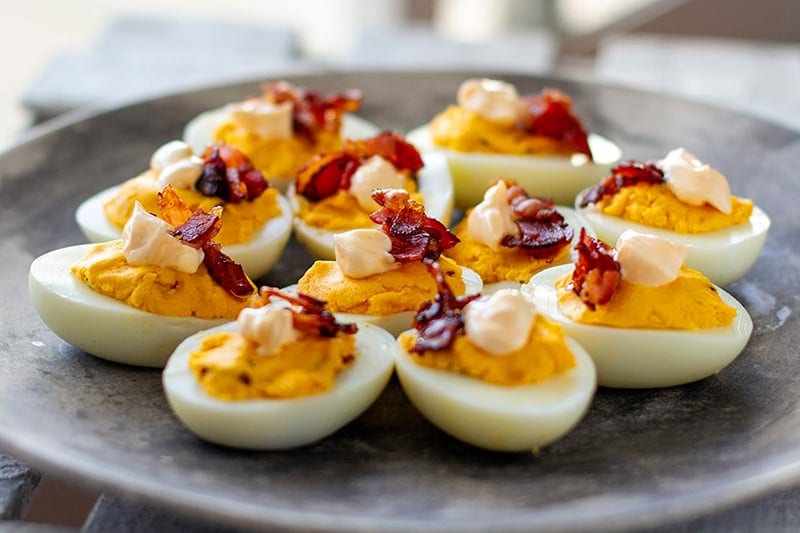 Buffalo Deviled Eggs With Crispy Bacon