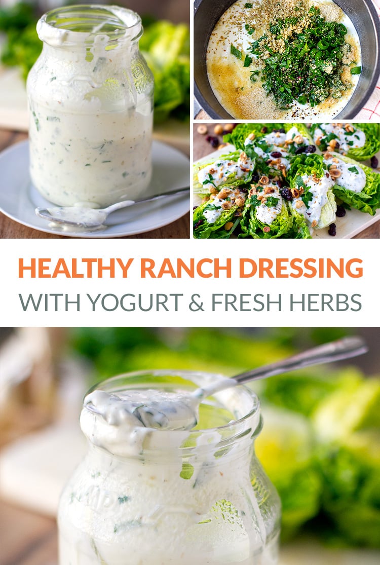 Healthy Yogurt Ranch Dressing With Fresh Herbs & Garlic