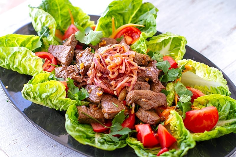 Vietnamese beef salad inspired by shaking beef recipe