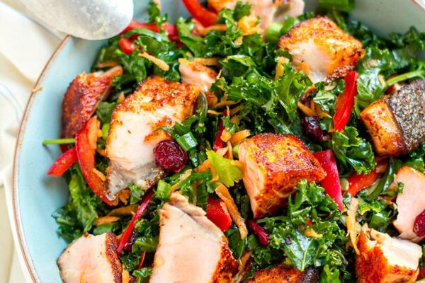 Fish Salad With Cajun Grilled Salmon & Kale