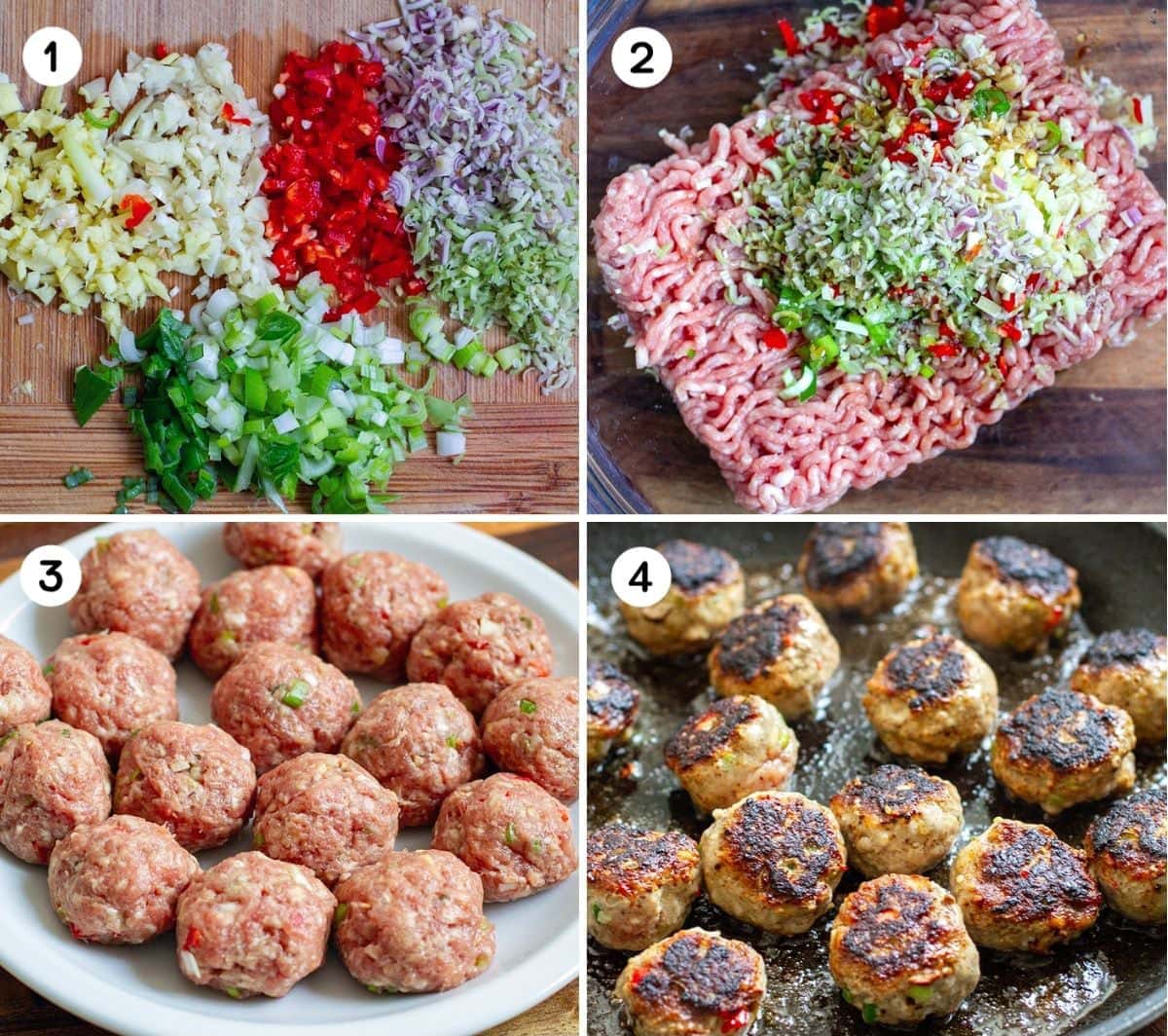 How to make Vietnamese meatballs with pork.