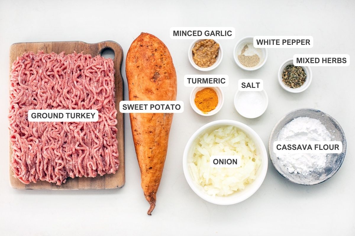 Ingredients for turkey sausage patties.