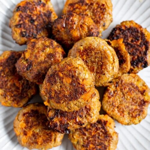 Turkey sausage with sweet potatoes.