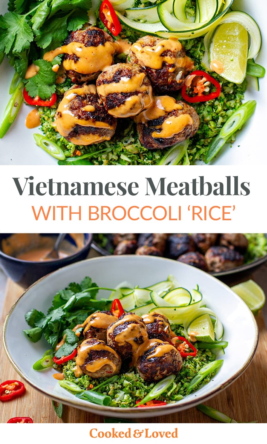 Vietnamese Meatballs With Broccoli Rice & Sriracha Mayonnaise Sauce