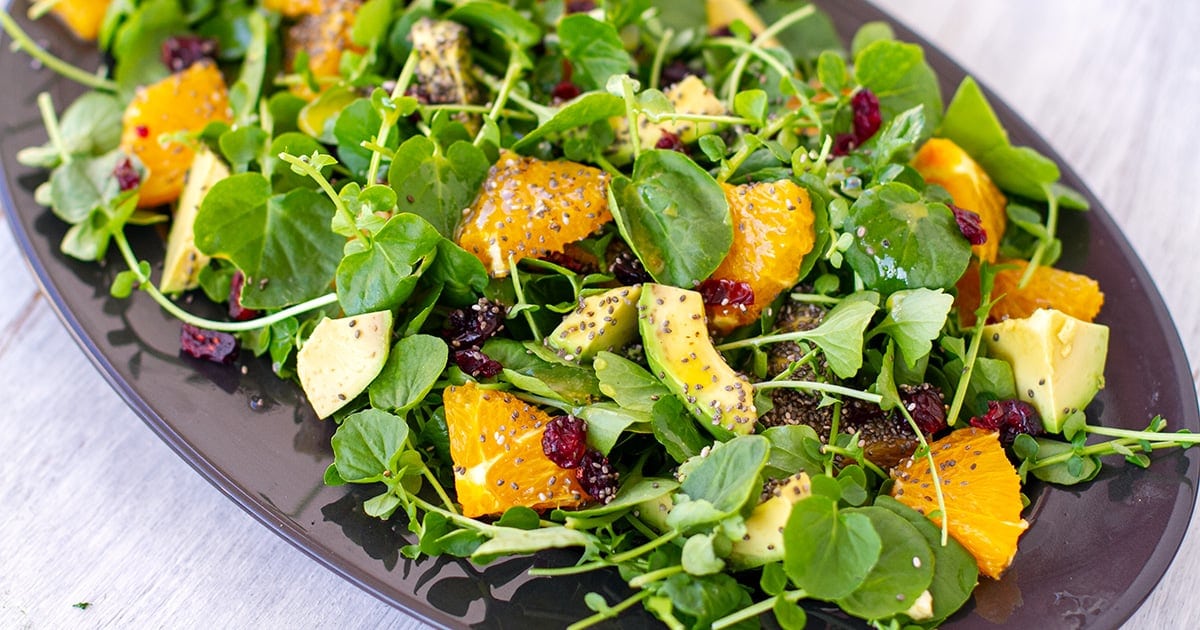 Watercress Salad With Avocado, Orange & Chia Seeds