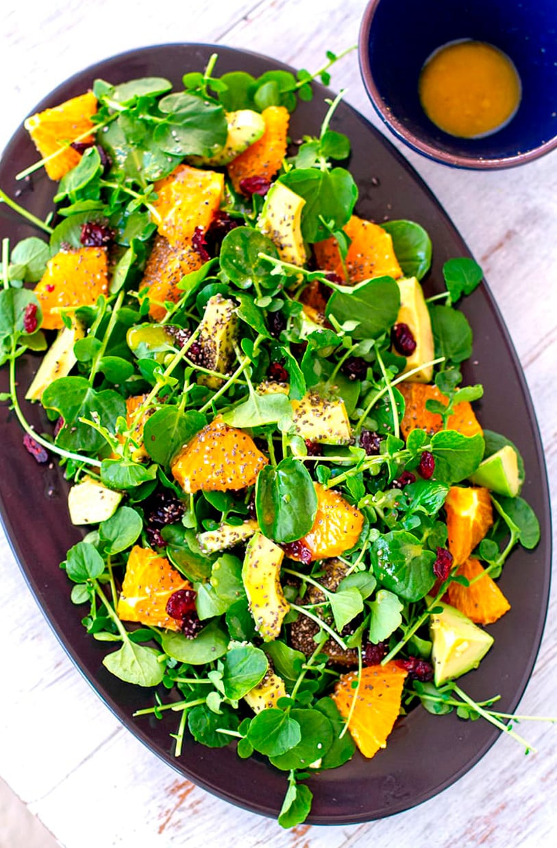 Watercrest salad orange and chia seeds