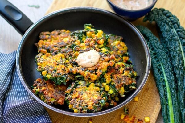 Cavolo Nero & Corn Fritters (gluten-free, nut-free, vegetarian)