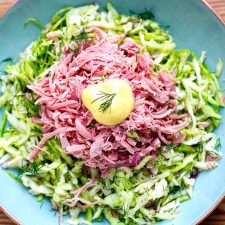 Cabbage Coleslaw With Shredded Ham
