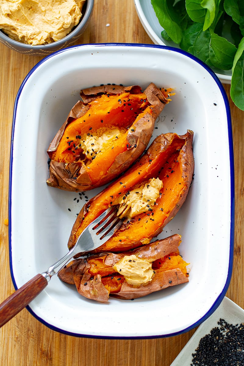 Baked Sweet Potatoes With Miso Butter