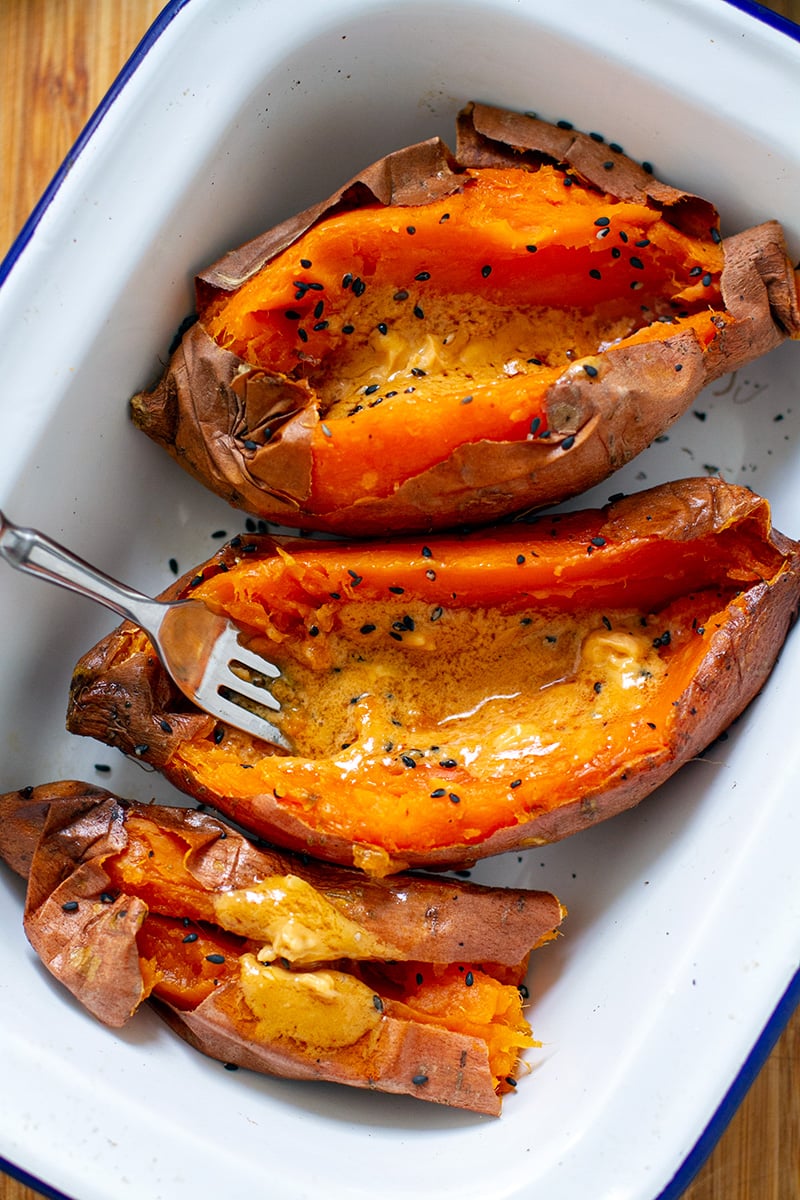 Miso butter with baked sweet potatoes