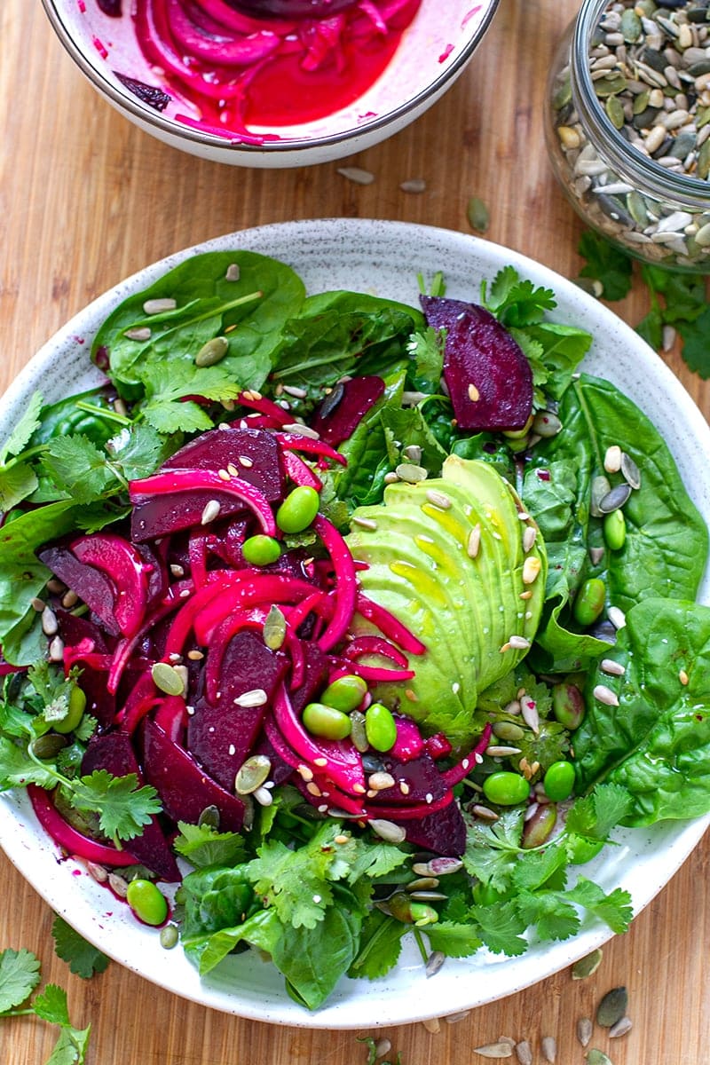 Beetroot Avocado Edamame Salad With Seeds