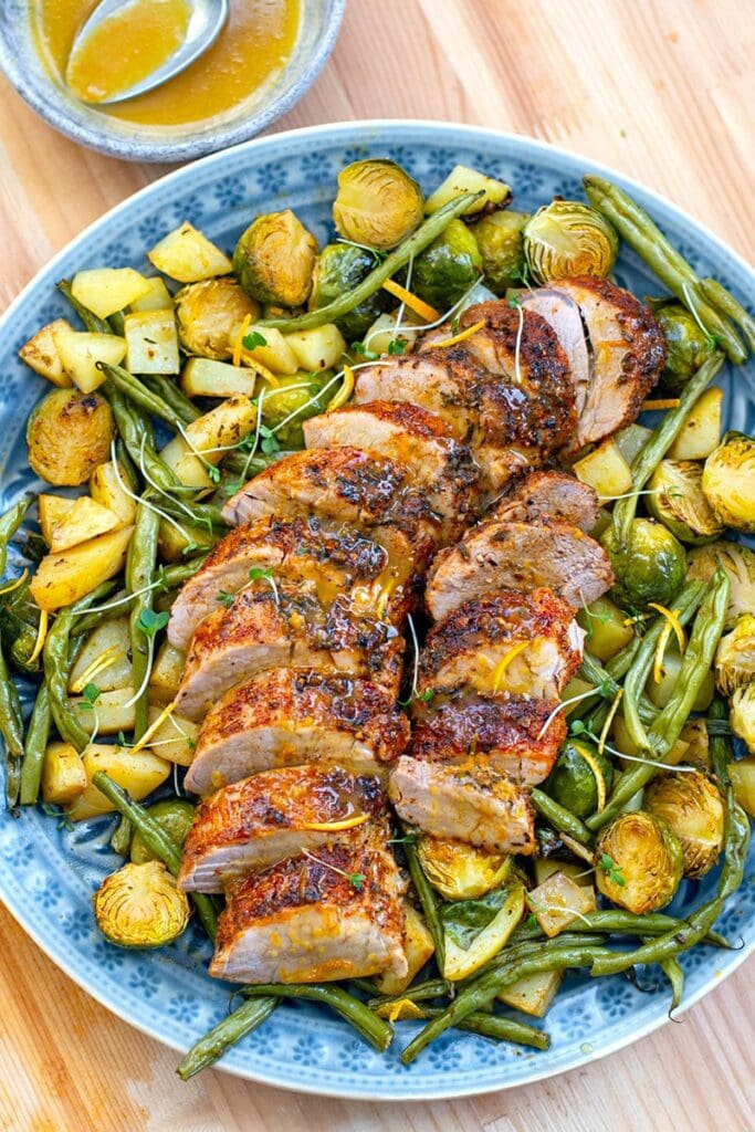 Roast Pork Tenderloin With Orange Maple Glaze & Veggies