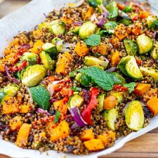 Roasted Quinoa Salad With Sweet Potatoes & Brussels Sprouts