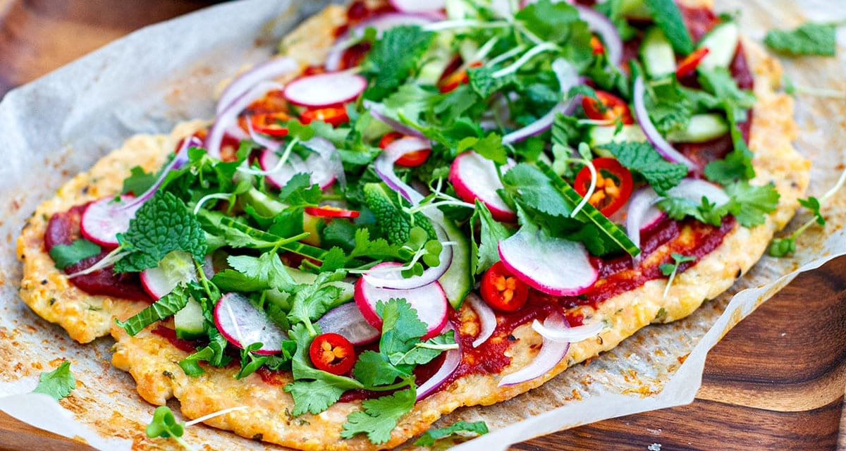 Keto Chicken Crust Pizza (Asian-Fusion Style)