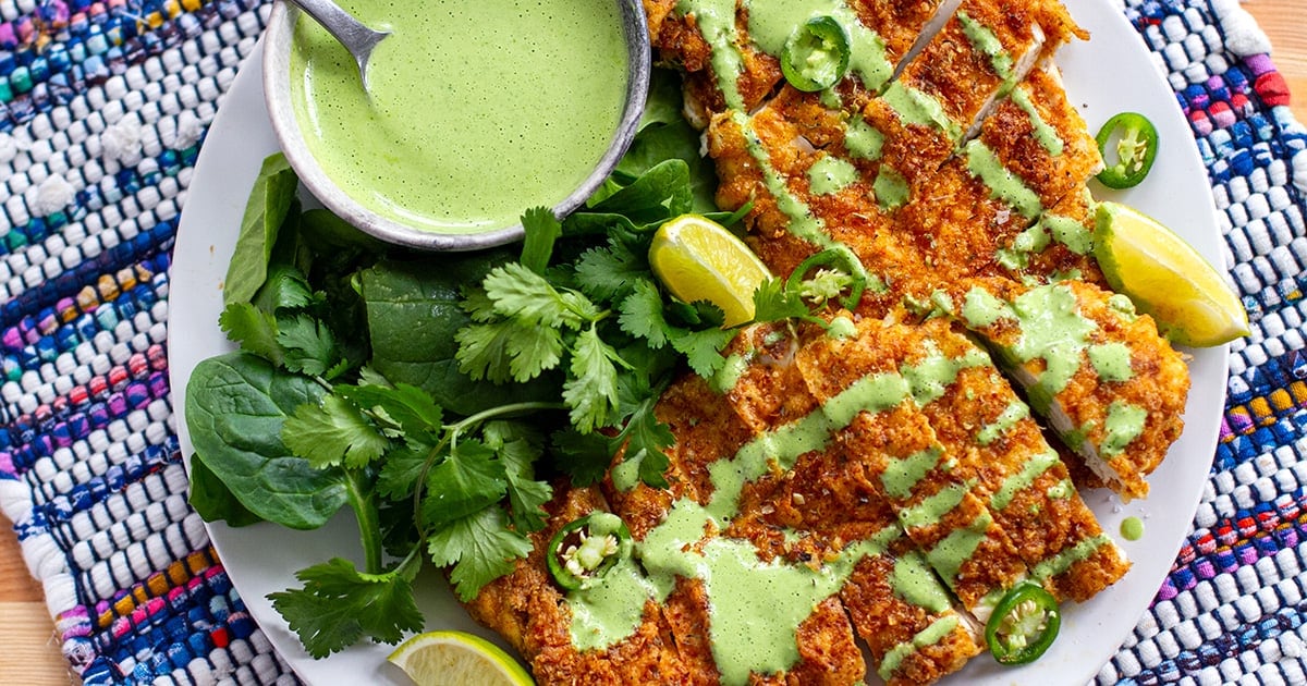 Gluten-Free Chicken Schnitzel With Cilantro Sauce
