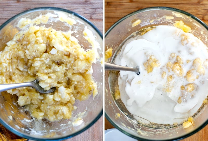 Mashed bananas for bread making