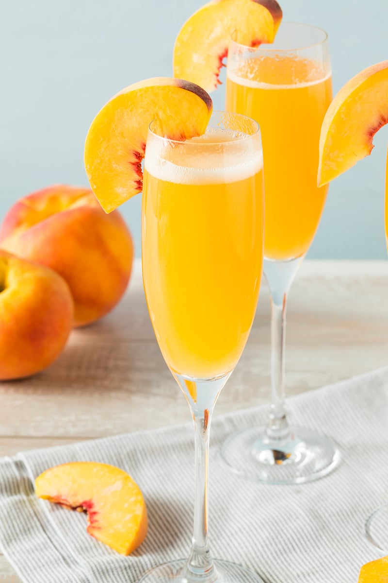 Peach Bellini Cocktail With Prosecco