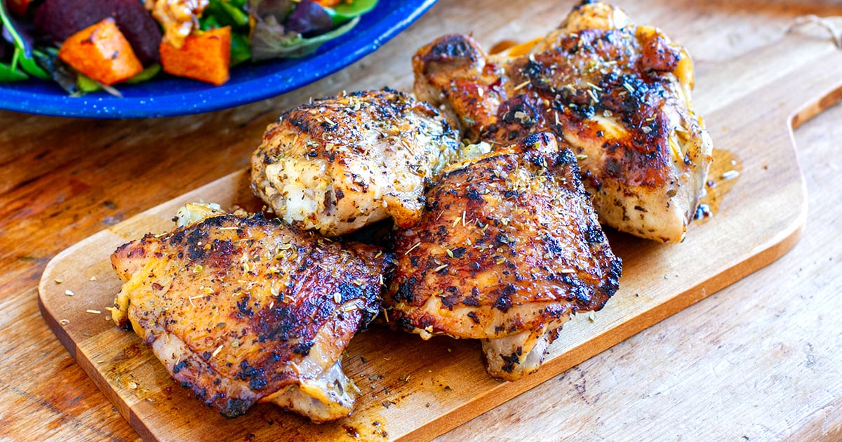 Roasted Chicken Thighs With Oregano Garlic Marinade Irena Macri