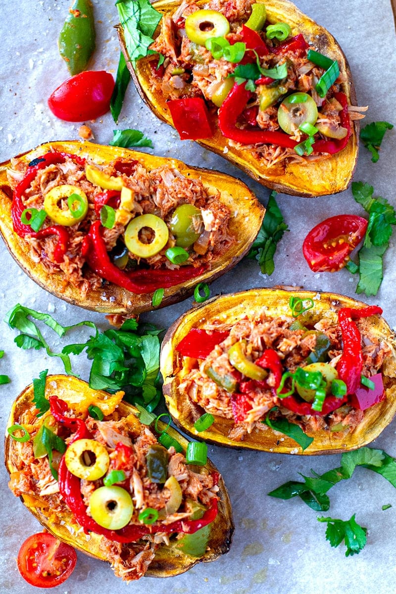 Tuna Empanada Stuffed Sweet Potatoes 