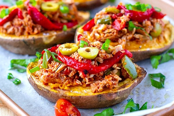 Tuna empanada stuffed sweet potatoes