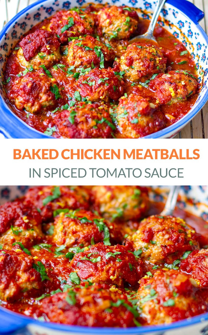 Baked Chicken Meatballs in Spiced Tomato Sauce (Whole30, Paleo, Keto)