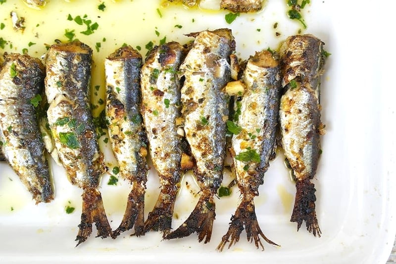 Roasted sardines