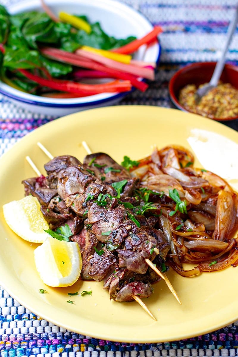 Chicken Liver Recipes - Marinate Skewers With Balsamic Onions