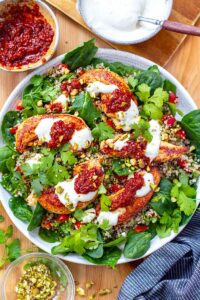 Harissa Chicken Quinoa Salad With Tahini Yoghurt