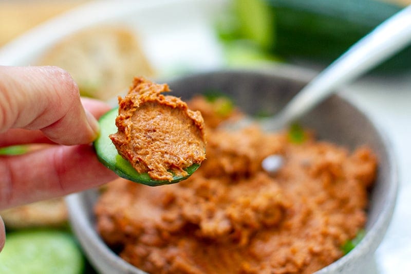 How to eat sardine dip - with cucumber