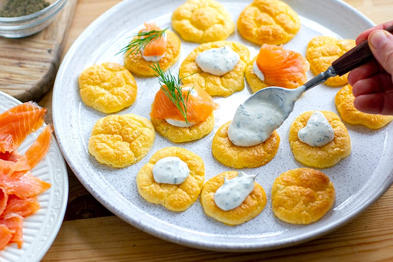 Low-Carb Cloud Bread Blinis With Smoked Salmon