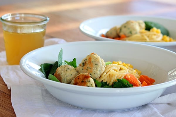 Chicken meatball soup for kids