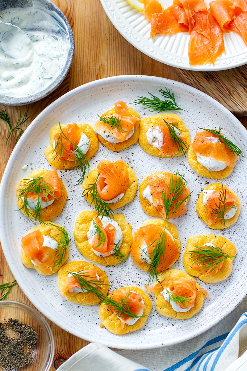Keto Cloud Bread Blinis With Smoked Salmon
