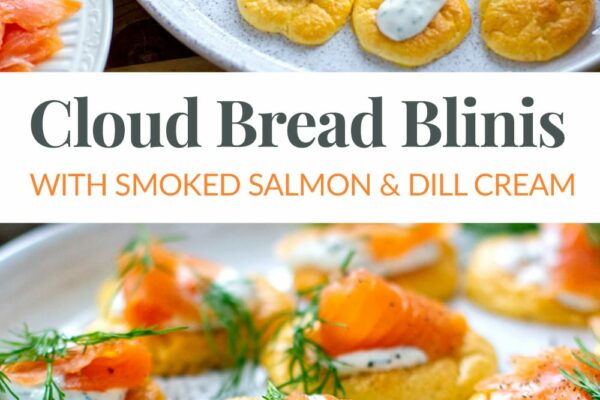 Cloud Bread Blinis With Smoked Salmon & Dill Cream (Keto, Gluten-Free)