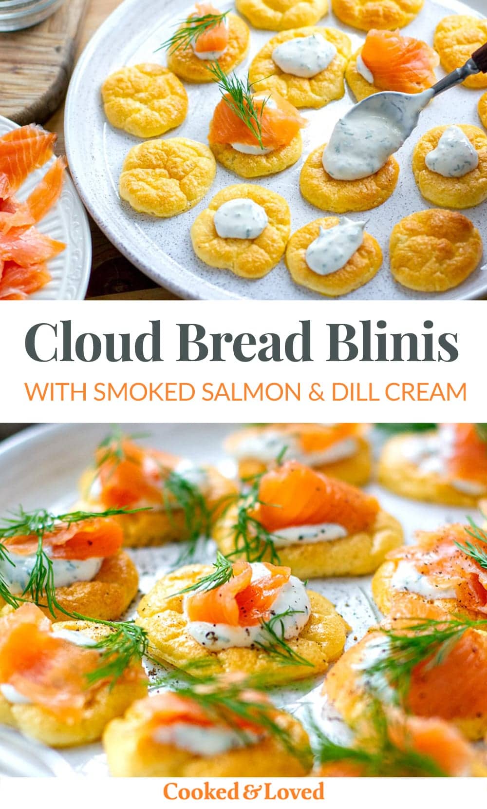 Cloud Bread Blinis With Smoked Salmon & Dill Cream (Keto, Gluten-Free)