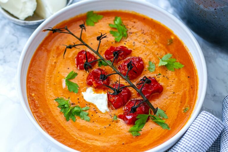 Roasted Cherry Tomato Soup With Creamy Mascarpone