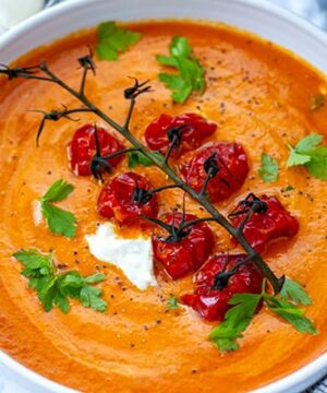 Roasted tomato soup with mascarpone