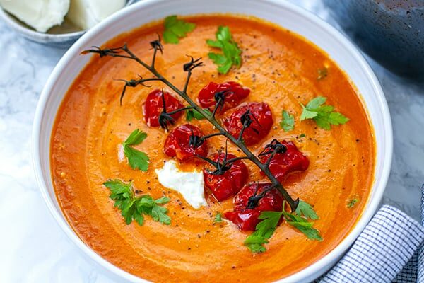 Roasted tomato soup with mascarpone