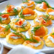 Cloud Bread Blinis With Smoked Salmon & Horseradish Cream (Keto, Gluten-Free)