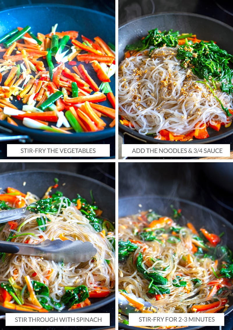 How to cook Japchae noodle stir-fry