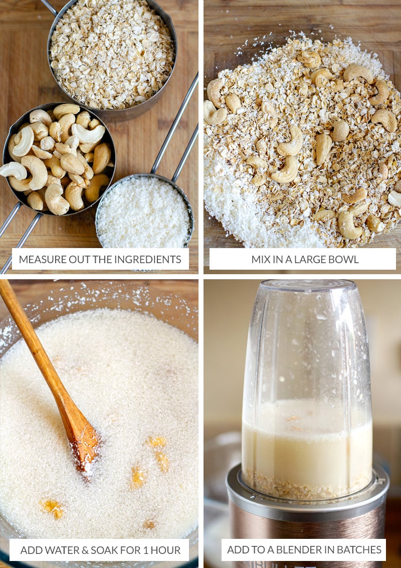How to make nut milk with cashew nuts, coconut and oats