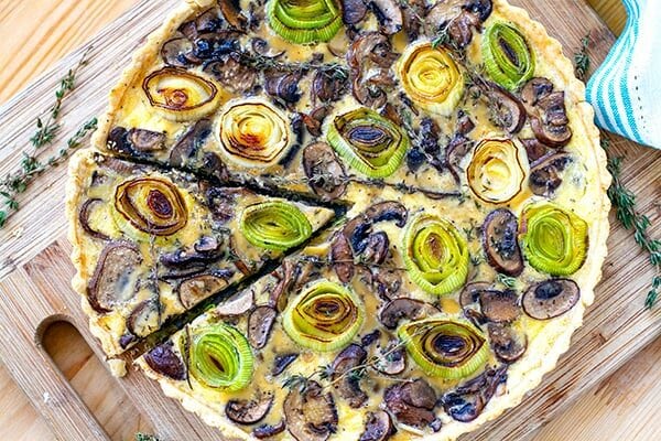 Leek mushroom tart grain-free gluten-free