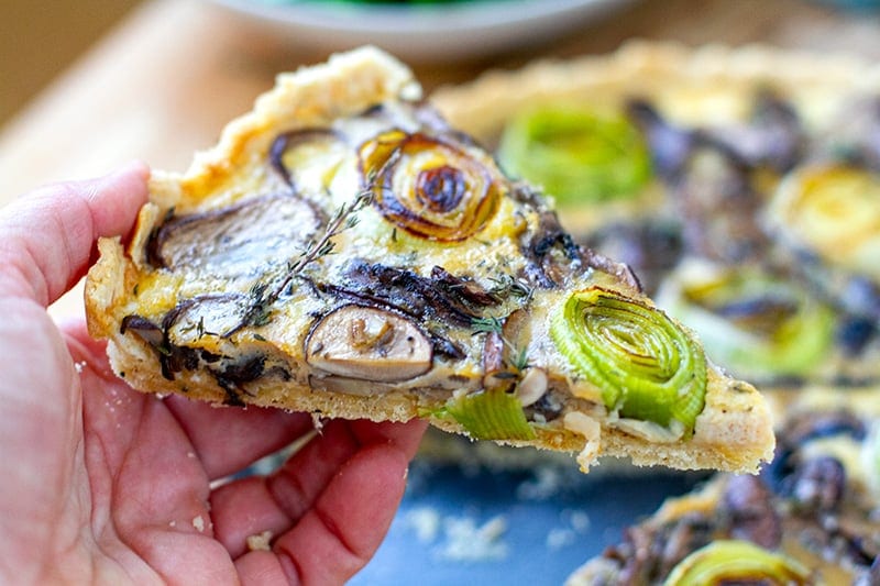 Savoury mushroom tart slice