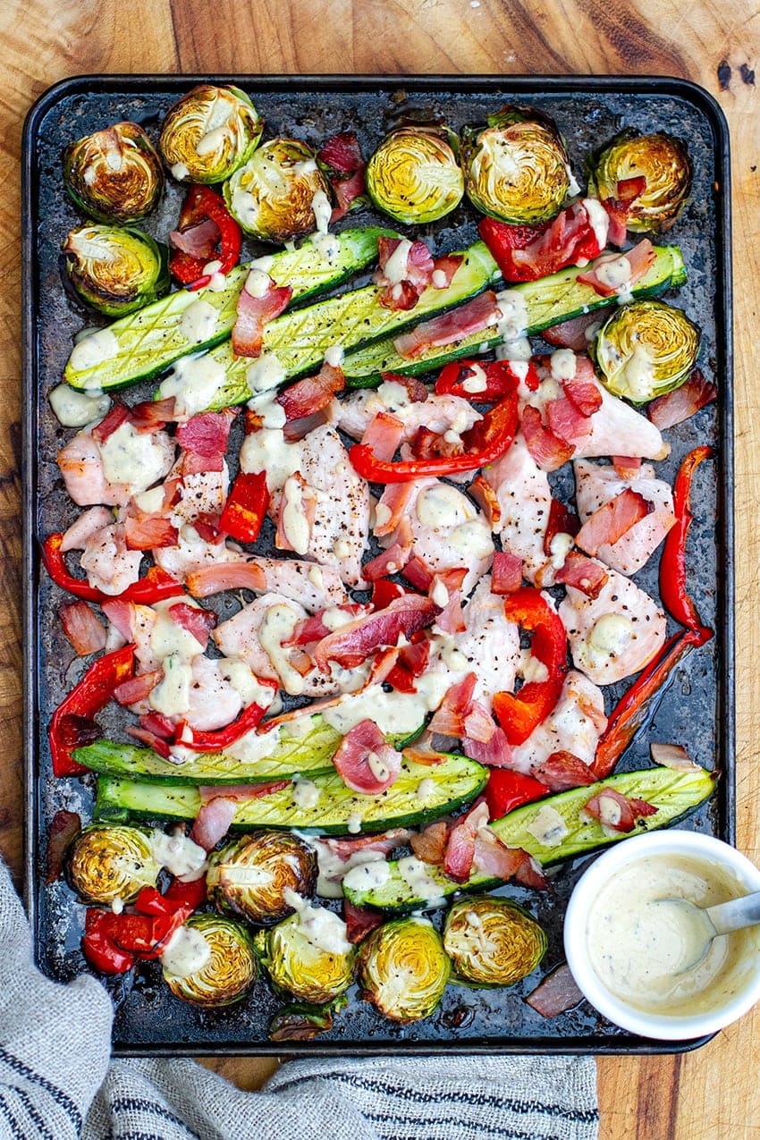 Caesar Chicken Sheet Pan Dinner (Paleo, Whole30, Keto)