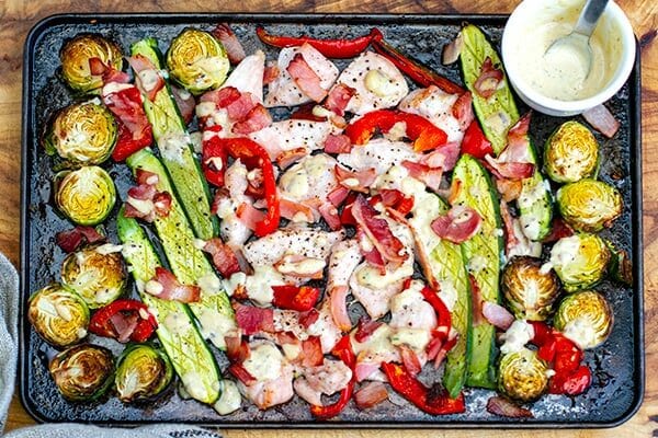 Caesar Chicken Sheet Pan Dinner