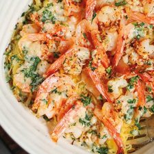 Keto Spaghetti Squash & Shrimp Bake